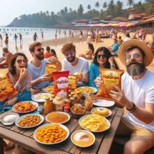 Tourists enjoying Haldiram snacks in Goa